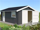 Wooden garage Rauma, 3.8x5.4x2.74 m, 40 mm, Dark grey