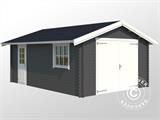 Wooden garage Rauma, 3.8x5.4x2.74 m, 40 mm, Dark grey