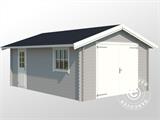 Wooden garage Rauma, 3.8x5.4x2.74 m, 40 mm, Light grey