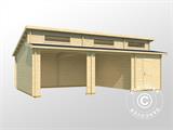 Double garage/carport en bois Vaasa, 7,8x5,2x3,21m, 44mm, Naturel