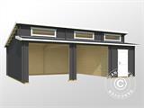 Wooden double garage/carport Vaasa, 7.8x5.2x3.21 m, 44 mm, Dark grey
