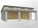 Garage doppio/Tettoia per auto in legno Vaasa, 7,8x5,2x3,21m, 44mm, Grigio chiaro
