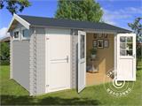 Wooden Shed Narva 3.8x2.5x2.39 m, 28 mm, Light Grey