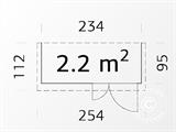 Lean-to bod i trä, 2,34x0,95x1,89m, 2,2m², Naturlig