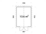 Holzschuppen mit Bodenbelag, 3,3x4,52x2,96m, 13,6m², Natur