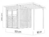 Houten tuinhuisje met luifel, Bertilo Amrum 2 Plus, 3,23x1,8x2,1m