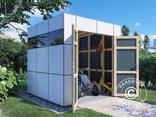 Casetta da giardino in legno, Bertilo HPL 1, 2,3x2,28x2,3m, Antracite/Bianco