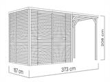 Szopa drewniana z daszkiem, Bertilo Cubico 2Plus, 3,73x1,57x2,08m, Naturalne drewno