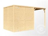 Szopa drewniana z daszkiem, Bertilo Cubico 3Plus, 3,73x2,02x2,08m, Naturalne drewno