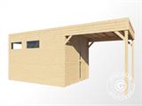 Abri en bois avec surplomb, Bertilo Cubus 3L, 5,58x2,34x2,32m, Naturel