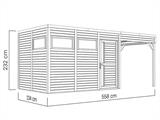 Casetta da giardino in legno con tettoia laterale, Bertilo Cubus 3L, 5,58x2,34x2,32m, Grigio