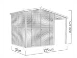 Casetta in legno con tettoia laterale, Bertilo Apex 3 Plus, 3,25x2,02x2,3m, Naturale