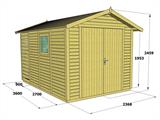 Dobbelt redskabsskur i træ Lojo, 2,4x3,64x2,64m, 8,7m², Natur