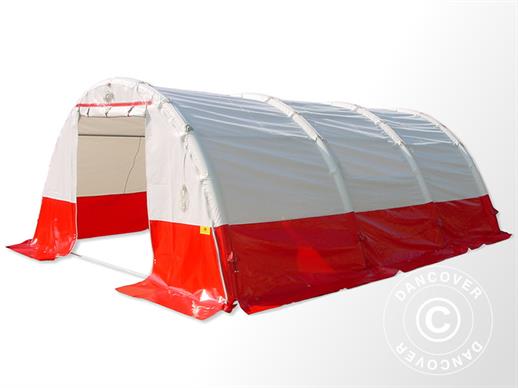 Tente médicale et d’urgence gonflable arquée FleXshelter PRO, 4x4m, blanc/rouge